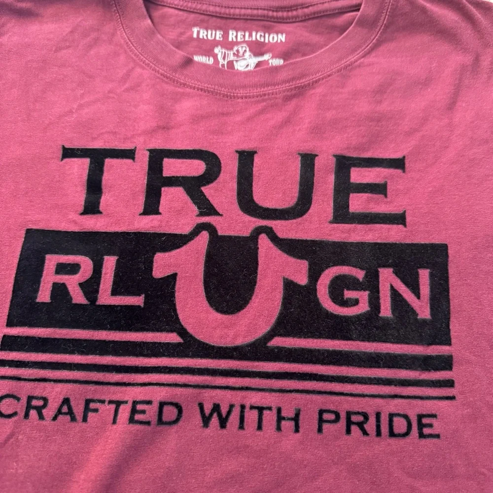 True Religion Shirt Men’s Medium Maroon Tee Long Sleeve